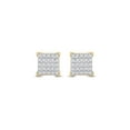 thumbnail image 2 of 10kt Yellow Gold Mens Round Diamond Square Earrings 1/6 Cttw, 2 of 2