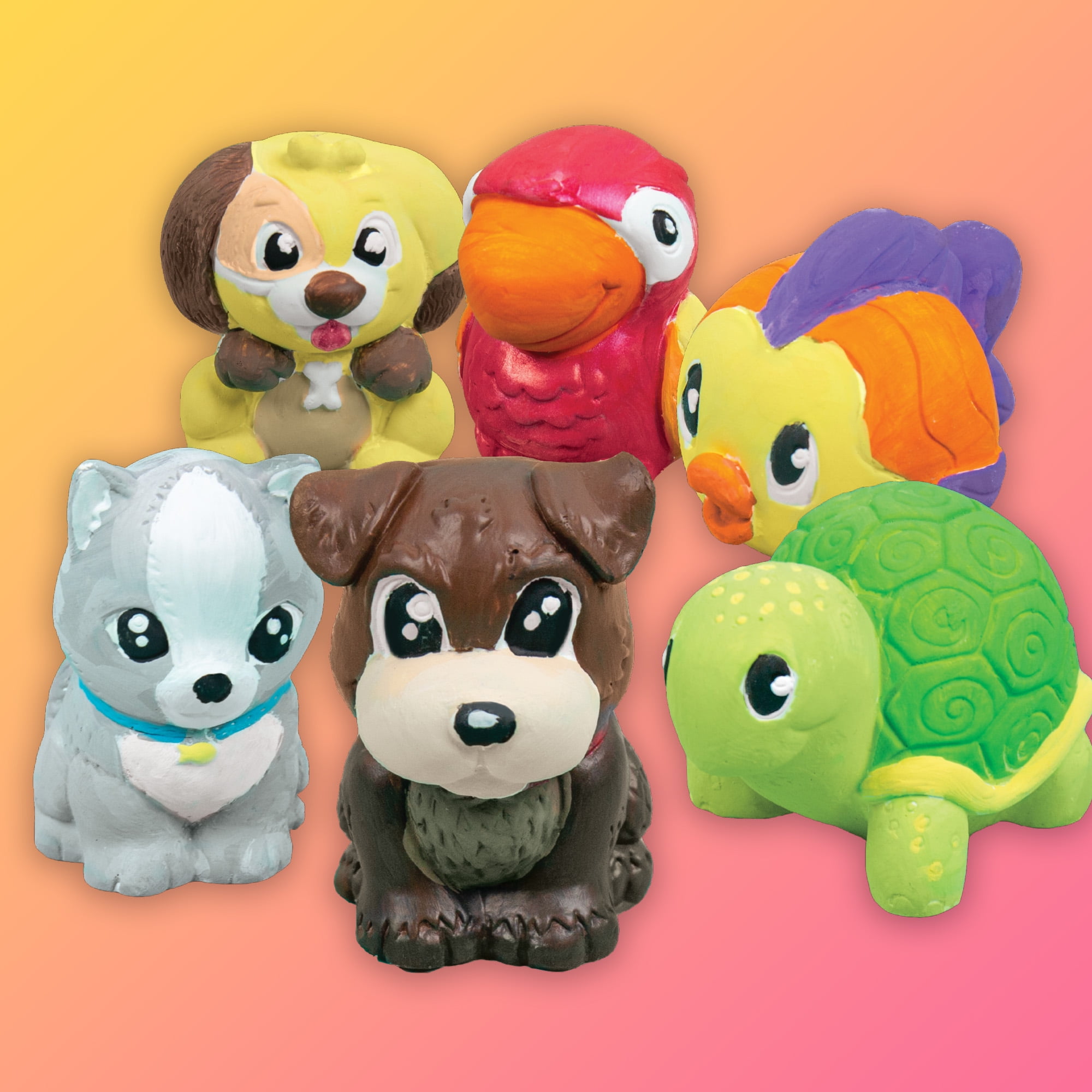 Hello Hobby White Plaster Animal Figurines, 6 Pieces