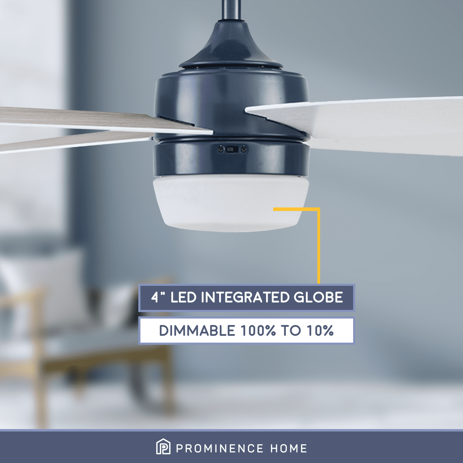 Prominence Home Atlas 44" Blue Ceiling Fan with Light, Remote Control, 4 Blades & Reverse Airflow