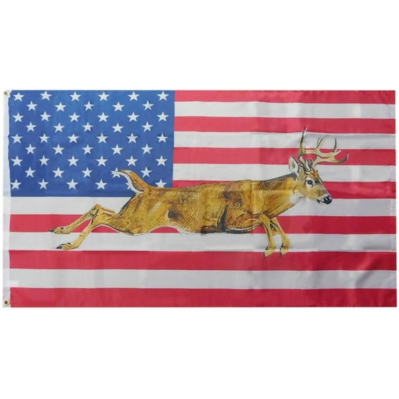 3x5 USA Deer Running 100D Woven Poly Nylon 3'x5' Flag Banner