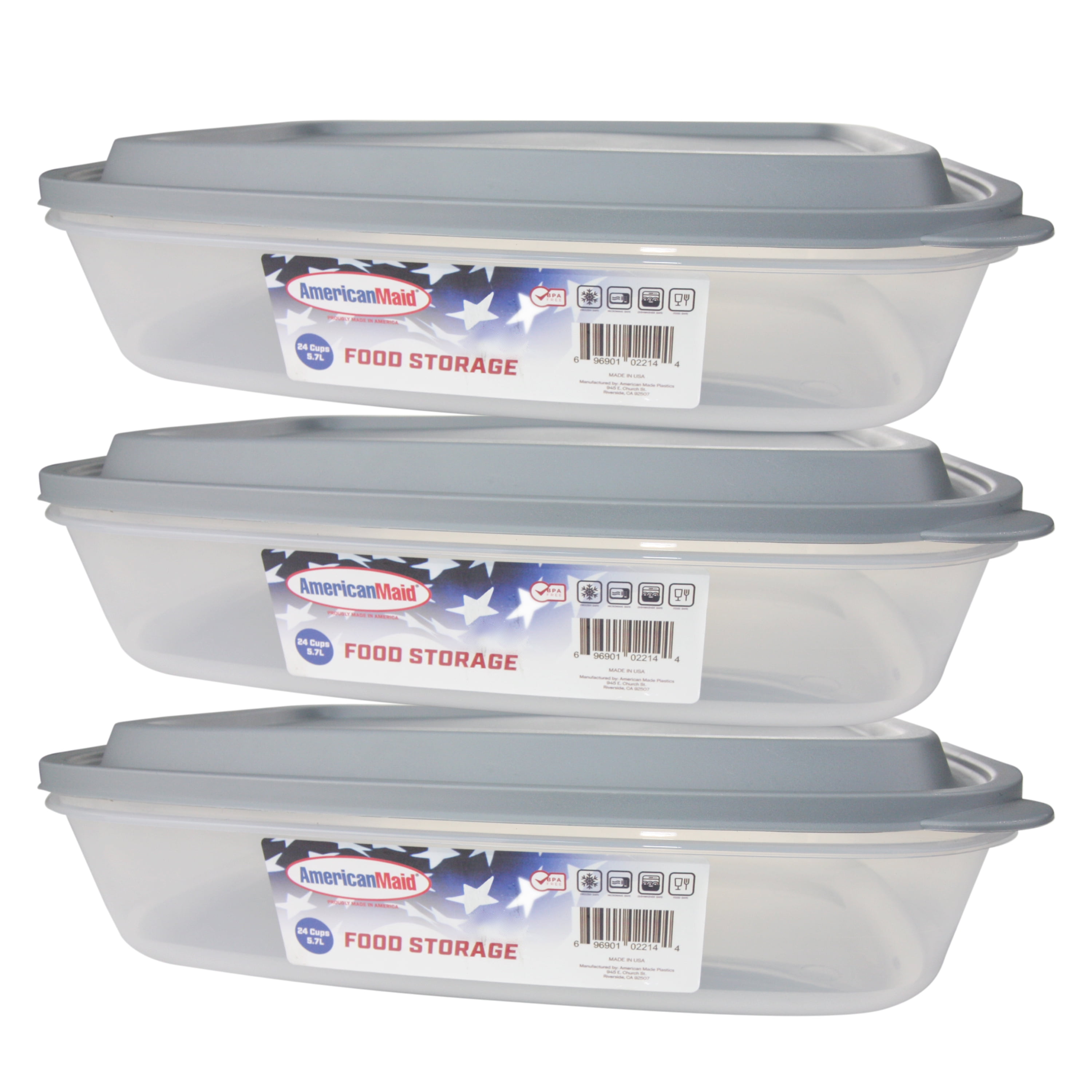 American Maid 24.00Cup Storage Containers, Pack 3, Gray