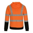 thumbnail image 6 of Hinvhai High Visibility Safety Sweatshirt for Men, Class 3 Reflective Zippered Hooded Sweatshirt, Hi-Vis Safety Hoodie with Black Bottom Orange 4(M), 6 of 6
