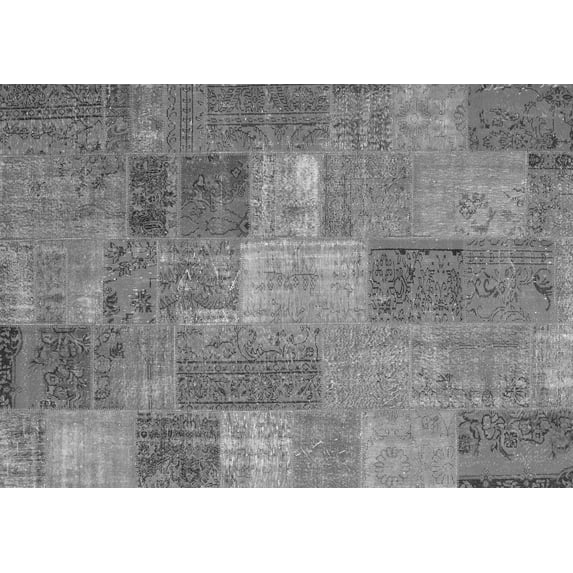 Ahgly Company Indoor Rectangle Patchwork Gray Transitional Area Rugs, 8' x 10'