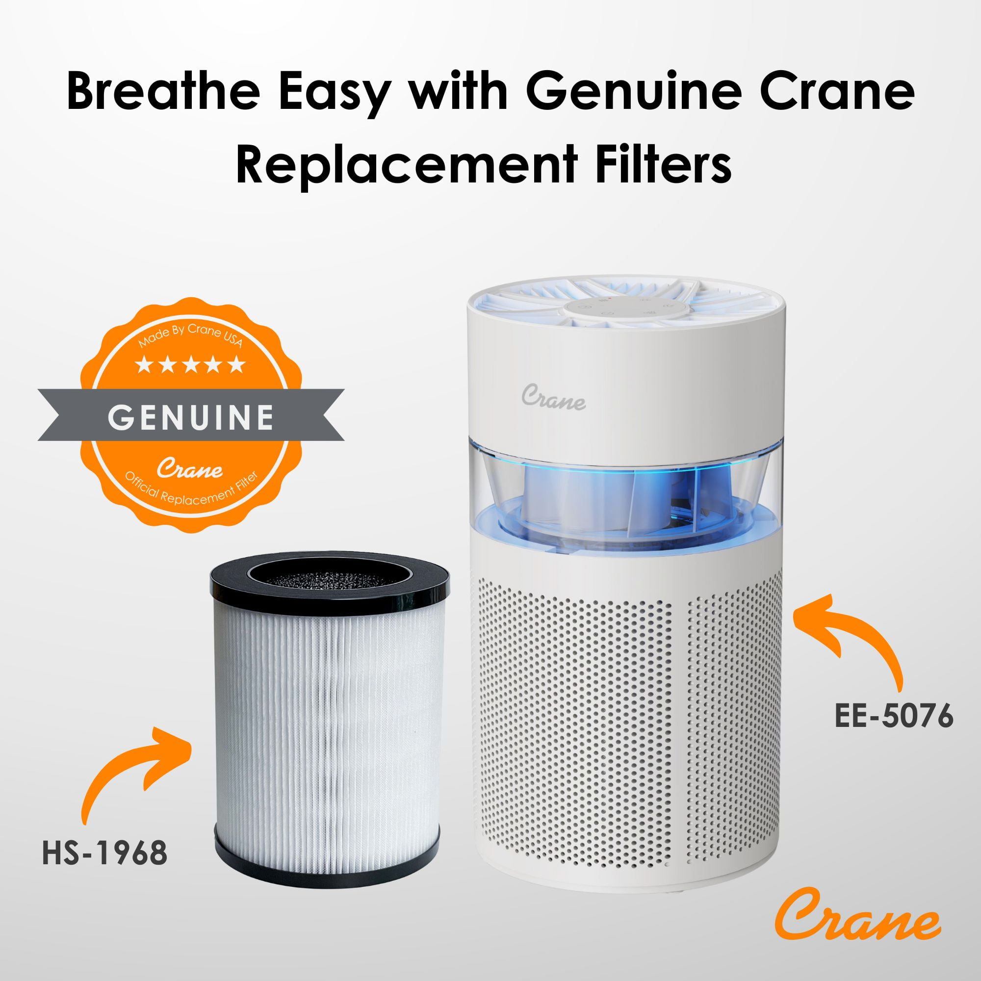 Crane EE-5076 Air Purifier Replacement HEPA Filter