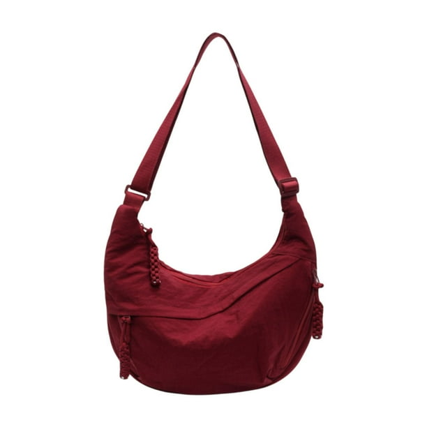 Bolsa de hombro simple Bolsa de Nylon Nylon Crossbody para viajar en el trabajo de compras Rojo