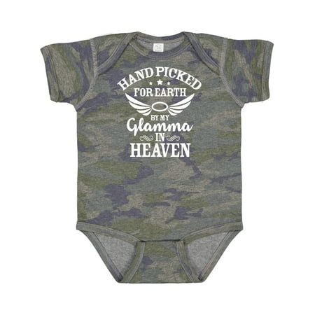 

Inktastic Handpicked for Earth by My Glamma in Heaven with Angel Wings Gift Baby Boy or Baby Girl Bodysuit