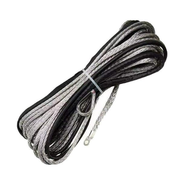 Cuerda sintética para cabrestante, correa de remolque, cuerda de 50 pies, correa de fibra sintética resistente Gris