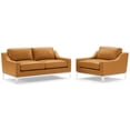 thumbnail image 2 of Modway Harness Stainless Steel Base Leather Loveseat & Armchair Set in Tan, 2 of 6