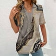 thumbnail image 1 of Fiudx Ofertas Relámpago Blusas Estampadas de Moda para Mujer, Camiseta de Manga Corta, Top con Cuello Vuelto, 1 of 5