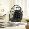 thumbnail image 2 of Costway Hanging Egg Chair Wicker Swing Hammock Chair with Head Pillow & Seat Cushion Gray, 2 of 10
