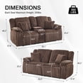 thumbnail image 3 of Oversized 4-Seat Power Reclining Loveseat Sofa Set with Wireless Charger, USB/Type-C Ports, Hidden Cup Holders, Storage Console, 4 Pillows, Faux Plush Fabric, Brown, 3 of 9
