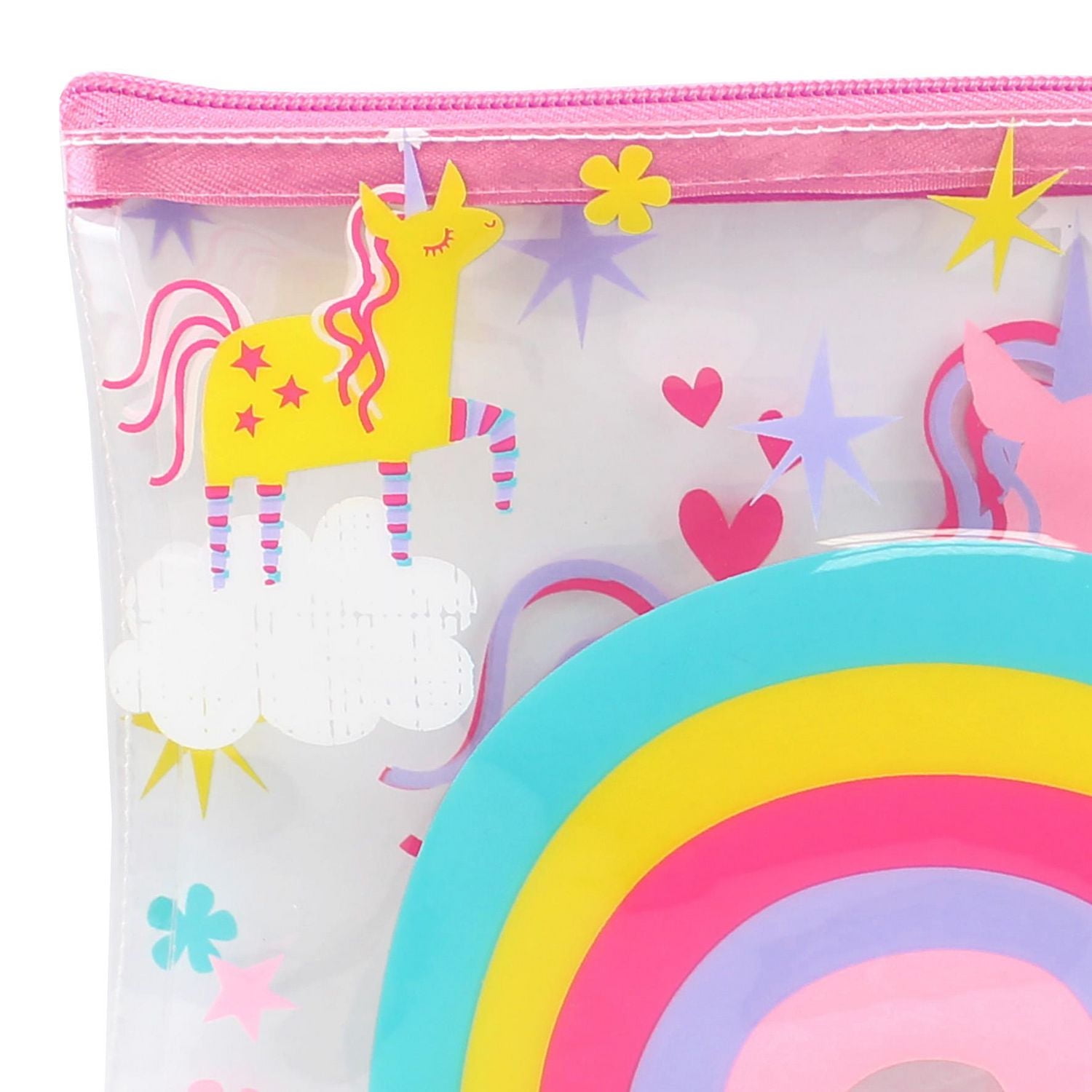 Pen + Gear Clear Flat Pencil Pouch with Unicorn & Rainbow Design