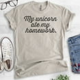 thumbnail image 2 of My Unicorn Ate My Homework T-shirt, Unisex Women's Men's Shirt, Funny Unicorn T-shirt, Light Silk Gray, Small, 2 of 6