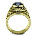 thumbnail image 3 of Men's Gold IP Stainless Steel Wide Band Navy Sapphire CZ Ring - Size 13, 3 of 6