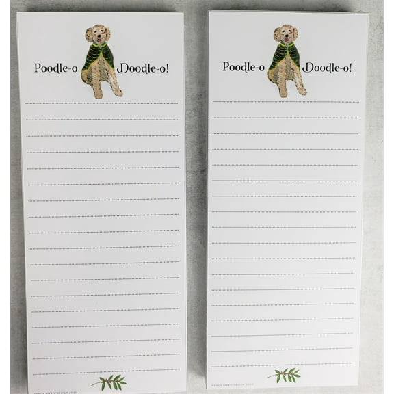 POODLE Refrigerator Notepads - SET OF TWO PADS