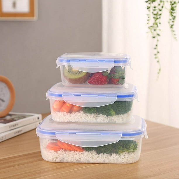 3pcs Food Storage Container with Lids Container Microwave Kitchen  Rectangular Plastic Lunch Box Food Box Stackable Microwave Kitchen Meal  Container 