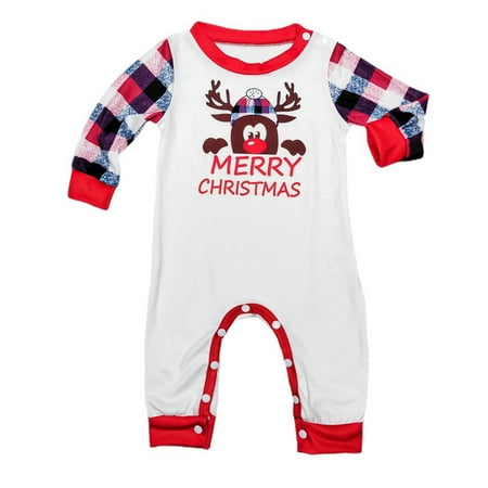 

Christmas decorations Stocking stuffers White Parent-child Attire Christmas Suits Patchwork Plaid Printed Homewear Round Neck Long Sleeve Pajamas Baby Sets