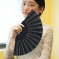 thumbnail image 7 of 4Pcs Handheld Folding Fans, Chinese Fan, Oriental Cloth, Fabric Fan for Dance, Party, Wedding Gifts, DIY Decoration, Home Decorations-Black, 7 of 7