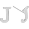 Women's Sterling Silver Initial Stud Fashion Earrings, J