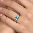 thumbnail image 4 of Gem Stone King 925 Sterling Silver Swiss Blue Topaz and Yellow Sapphire Engagement Ring for Women | 2.97 Cttw | Oval 9X7MM | Gemstone November Birthstone | Size 6, 4 of 6