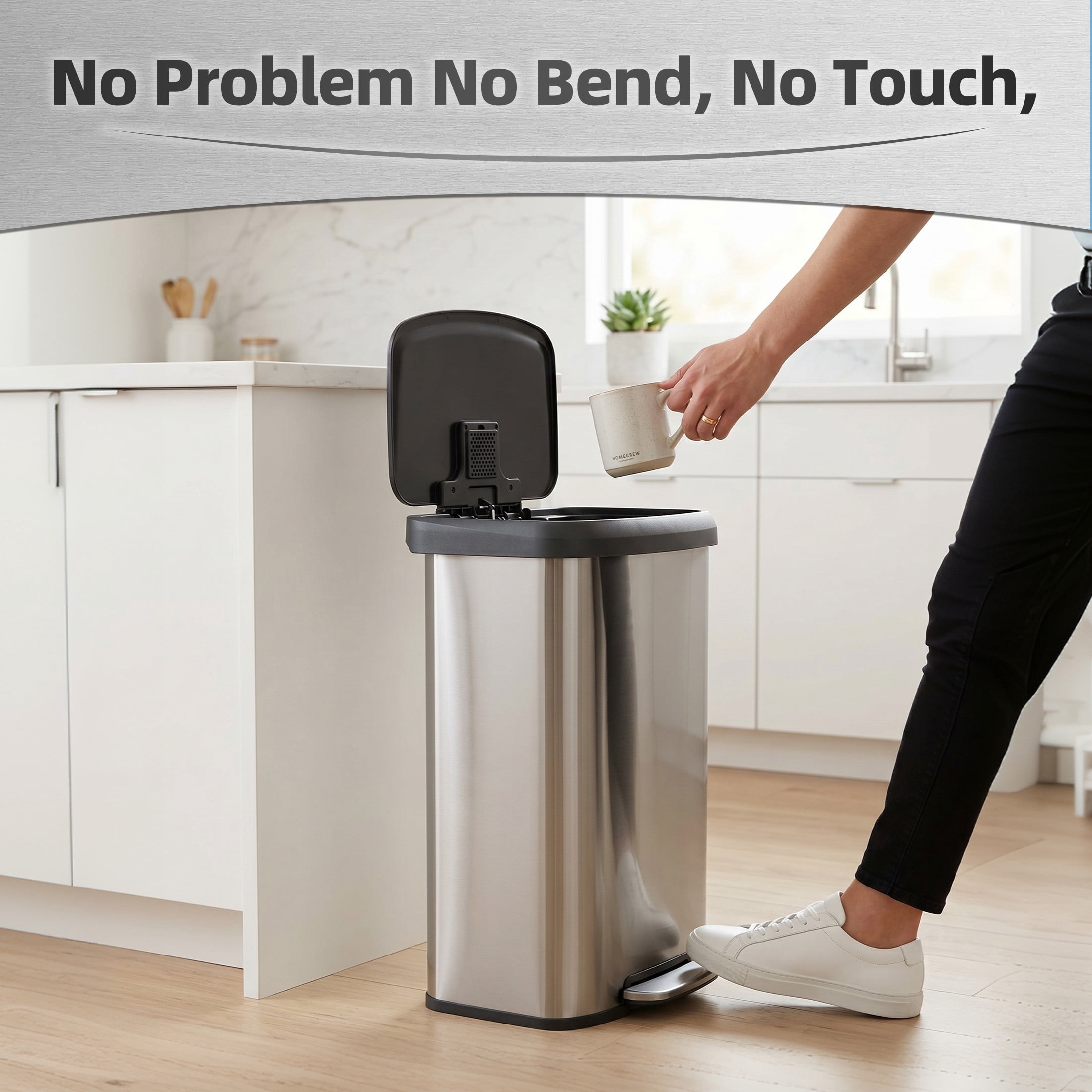 CONCETTA 21 Gallon Kitchen Trash Can with Lid, Stainless Steel Garbage Can with Soft-Close Lid & Foot Pedal for Home Office