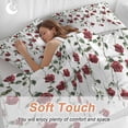 thumbnail image 4 of 3 Piece Red Roses Duvet Cover Set Full Size, Microfiber Comforter/Quilt Cover with Corner Ties and 2 Pillowcases, Spring Floral Summer Botanical Weeping All Season Soft Bedding with Zipper Closure, 4 of 8