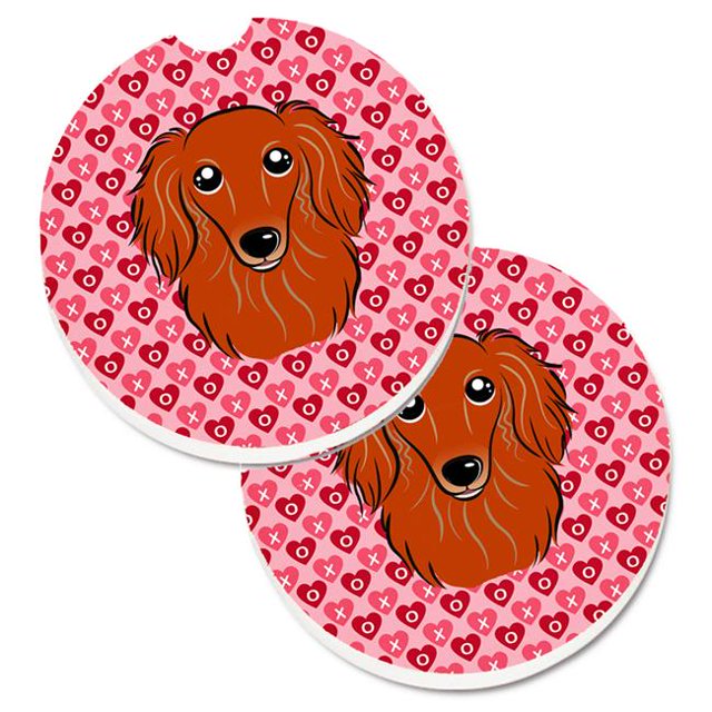 Sous-verres de Voiture Porte-Gobelet Teckel Rouge à Cheveux Longs - Lot de 2