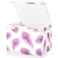 thumbnail image 2 of Iauyy Large Storage Box with Lid - Foldable Home Storage Bins for Clothes Toy Holiday Decor, Peacock Feather (42*32*30cm), 2 of 6