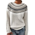 thumbnail image 2 of Endives Women's Sweaters Isle Geometric Print Crew Neck Long Sleeve Knit Pullover Sweater Casual Fall Top M, 2 of 4