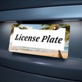 thumbnail image 5 of 2pc White Color Beach Scene Pattern 2 Hole License Plate Frame, Aluminium Material, 6x12 Inches, with Screw Set, Retro Novelty Car Decoration Gift, Fits American Car License Plate Standard Size, 5 of 7