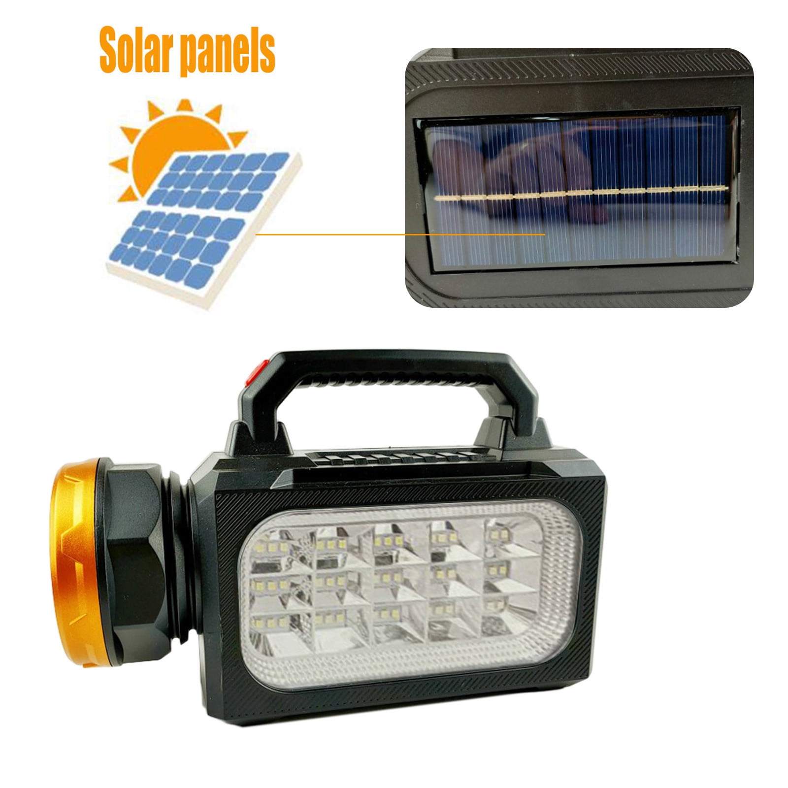 Solar Lamp | Super Bright LED Camping Lantern | USB & Solar Rechargeable Flashlight | IPX65 Waterproof | 2400mAh Battery | Multi-Mode Emergency Tent Light | Portable Handheld Design