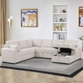 thumbnail image 6 of Oversized Upholstered Corduroy Sleeper Sectional Sofa With Storage Chaise, 6 of 8