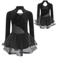 thumbnail image 2 of iiniim Lyrical Dance for Girls Sparkly Rhinestone Ballet Leotard with Wrap Skirts Modern Dancewear Black 6, 2 of 7