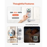 KFFKFF Fingerprint Door Lock Set, Electronic Biometric Deadbolt with Handle, Ergonomic Grip Design, Keyless Entry, Auto Locking, Temporary Code, Privacy Protection Password, Ideal for Home, Silver