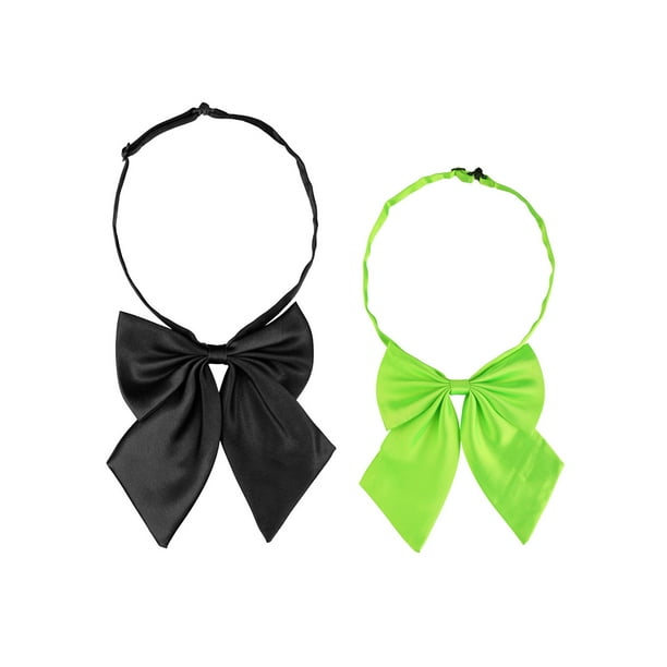 INSPIRAR CHIC Corbata de moño ajustable para mujeres, 2 piezas, negro+verde, talla única