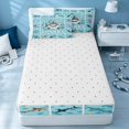 thumbnail image 4 of Erosebridal Cartoon Shark Zipper Full Size Comforter Sets with Fitted Sheet and 2 Pillowcases, Ocean Animal Zipper Bedding Set, Reversible, 4 of 7