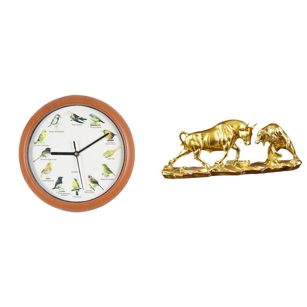 Reloj de pared,Reloj de pared con pájaro cantor Relojes de pared con pájaros,Relojes de pájaros con sonido Reloj decorativo que canta,Estatua de escritorio,Figura decorativa de pelea de