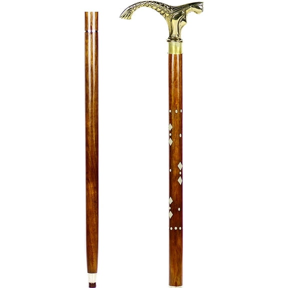 Aluminum & Brass Decorative Rosewood Walking Cane | Full Size Walking-Stick for Men & Women |