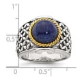 thumbnail image 5 of Sterling Silver Antiqued with Gold-plated Accent Polished Round Lapis Cabochon Woven Pattern Ring, 5 of 6