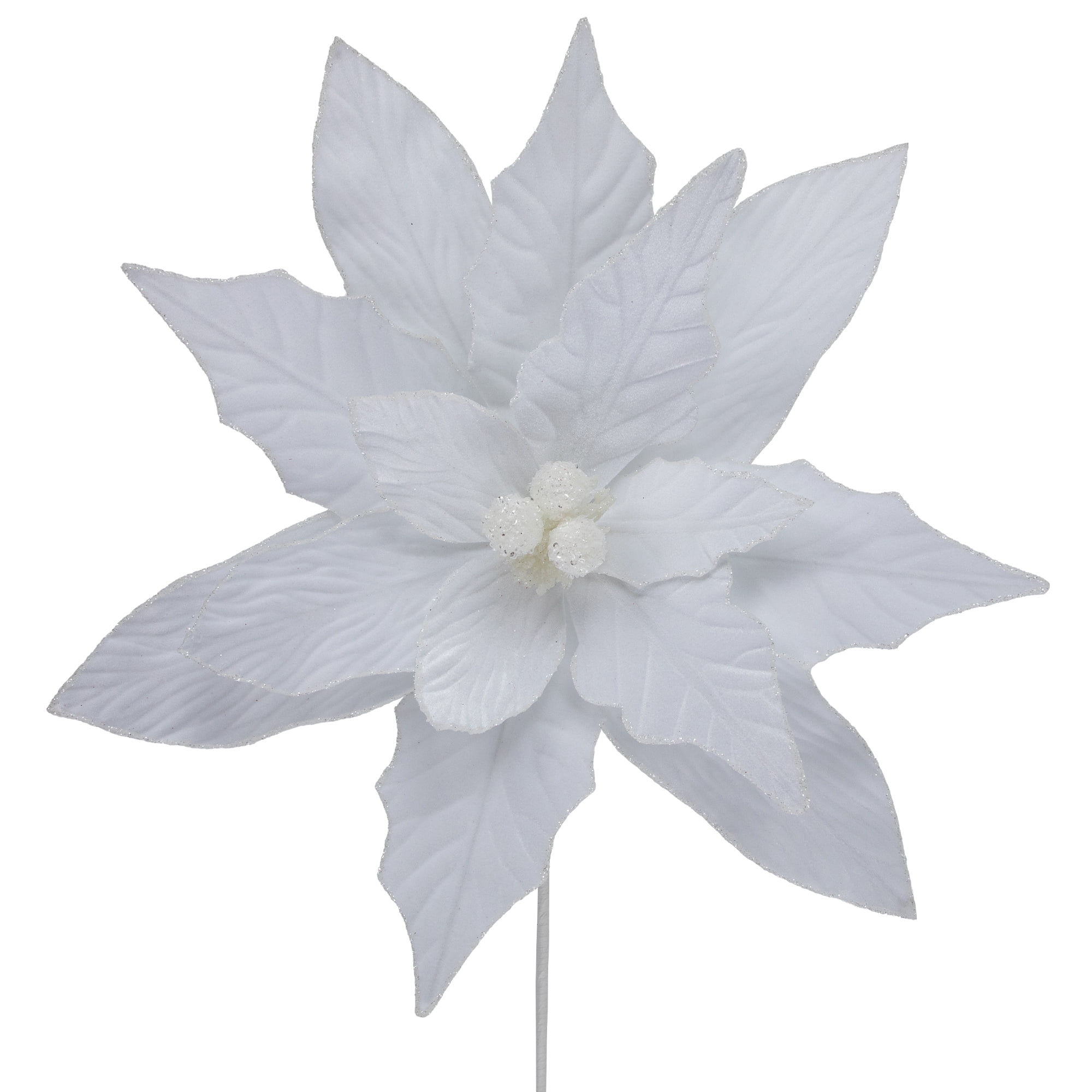Northlight 33" Winter White Glittered Poinsettia Large Christmas Pick - 33