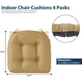 thumbnail image 3 of Chair Cushions for Dining Chairs, Seat Cushions for Kitchen Chairs, Indoor Seat Cushions with Ties, Tufted Foam Chair Pads, Non Slip Chair Cushions Set of 4, 15.5" x 15.5" x 4", Khaki, 3 of 12