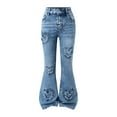 thumbnail image 4 of XQYLOS Girls Distressed Flare Jeans Vintage High Waist Bell Bottom Denim Pants Skinny Retro Trousers Cute 𝖸𝟤𝗄 Streetwear Fashion Elasticy Comfy Outfit for Teens, 4 of 5