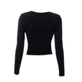 thumbnail image 5 of Franhais Women's Long Sleeve Cropped Tops, Solid Color Round Neck Backless Show Navel T-shirt, 5 of 9