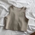 thumbnail image 2 of Women’s Ribbed Crop Tank Tops Sleeveless Racerback Workout, Yoga, Athletic & Casual Shirts Beige, 2 of 8