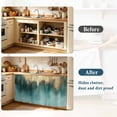 thumbnail image 4 of Modern Turquoise Gold Cabinet Curtain 35"Wx35"L, Dustproof Under Sink Skirt with Self Adhesive Tape, Abstract Teal Minimalist Art Cabinet Curtain Cover for Kitchen Sink, Bathroom Vanity, Laundry Room, 4 of 9