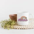 thumbnail image 2 of Teacher, Teach, Love, Inspire with Retro Flowers & Rainbow Art Merch Gift, White 11oz Ceramic Mug, 2 of 5