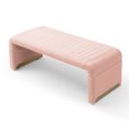 thumbnail image 4 of 47.2'' Width Ottoman Bench, Modern Upholstered Sherpa Fabric End of Bed Bench, Shoe Bench Footrest Entryway Bench Coffee Table for Living Room Bedroom, Pink, 4 of 7