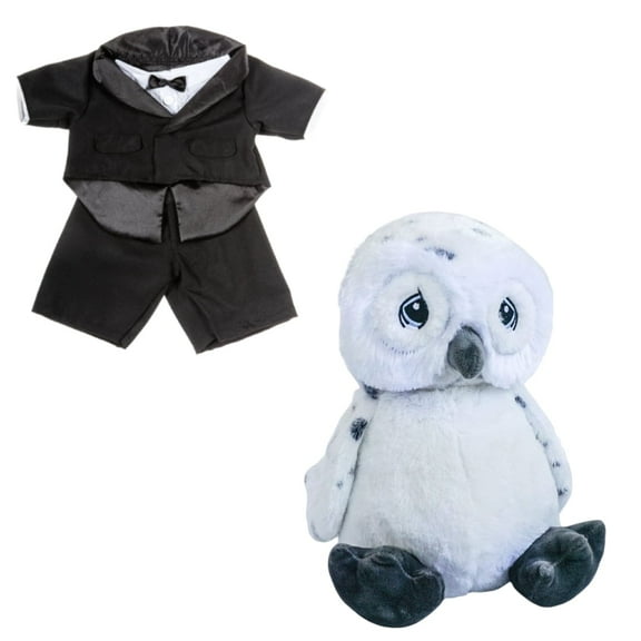 16 inch Ollie the Owl Plush Toy with Tuxedo Suit - Interactive Cloth Soft Stuffed Animal Gift for Kids