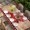 Red Brown, variant on Valentine's Day Table Cloths for 6 Foot Rectangle Tables, Romantic Truck Love Balloons Red Plaid Patio Waterproof Elastic Fitted Tablecloths, Washable Rectangular Table Cover for Camping