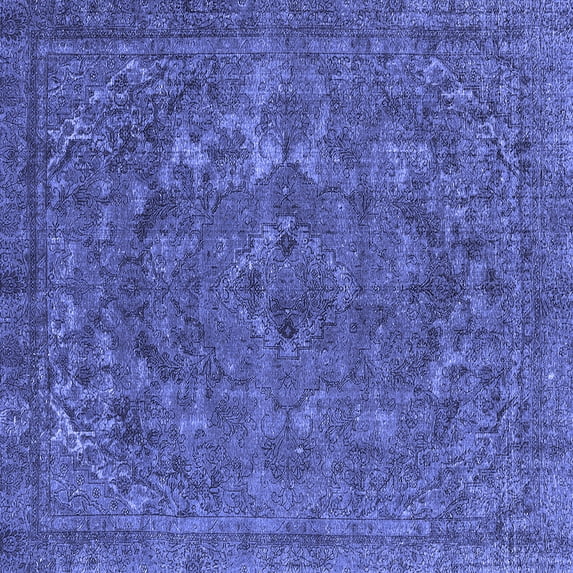 Ahgly Company Machine Washable Indoor Square Oriental Blue Industrial Area Rugs, 6' Square